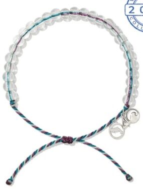 Clear Bead 4Ocean Bracelet with Teal and Purple Cord